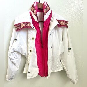 Bogner White and Pink Ski Jacket